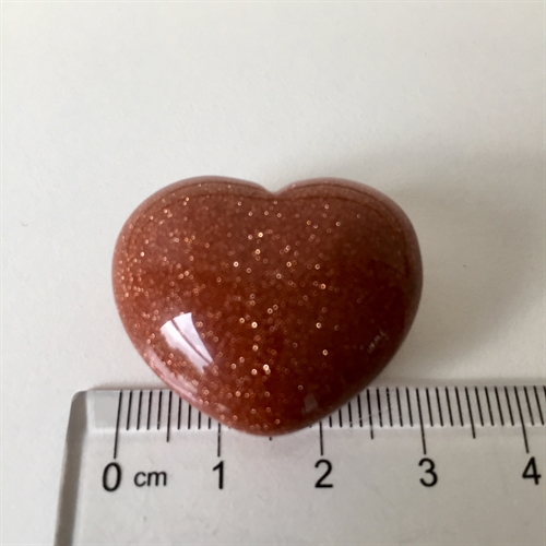 Guldsten - Rød Stjernesten Hjerte 3 cm